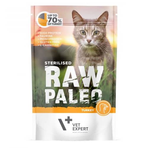 RAW PALEO CAT STERILISED TURKEY konservi kaķiem Tītars 100g